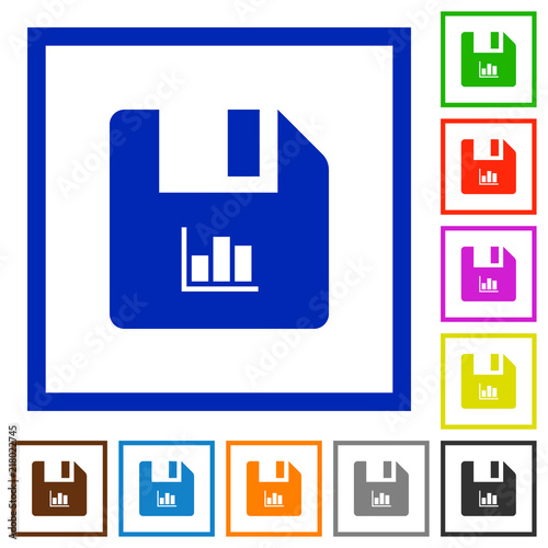 File statistics flat framed icons