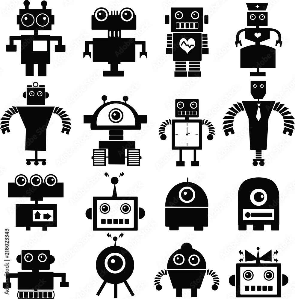 Φωτογραφία ロボットのト白黒のアイコンキャラクター