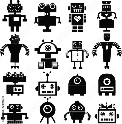 ロボットのト白黒のアイコンキャラクター