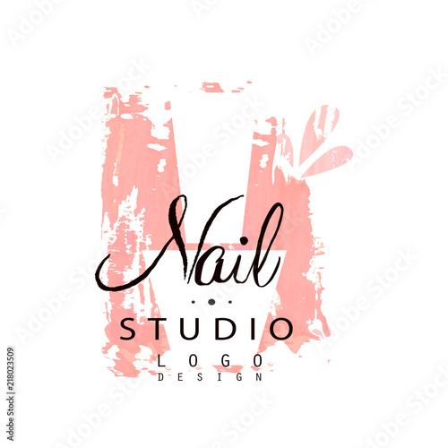 Nail studio logo design, template for nail bar, manicure saloon, manicurist technician vector Illustration on a white background