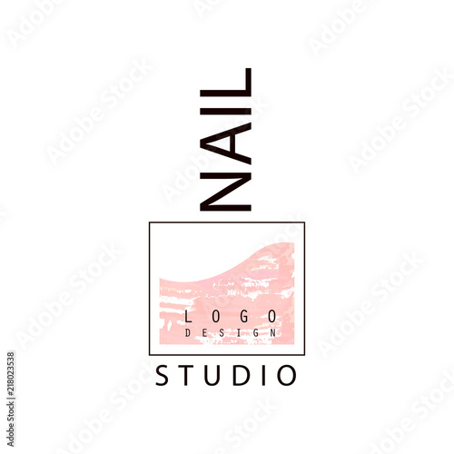 Nail studio logo, creative template for nail bar, manicure saloon, manicurist technician vector Illustration on a white background