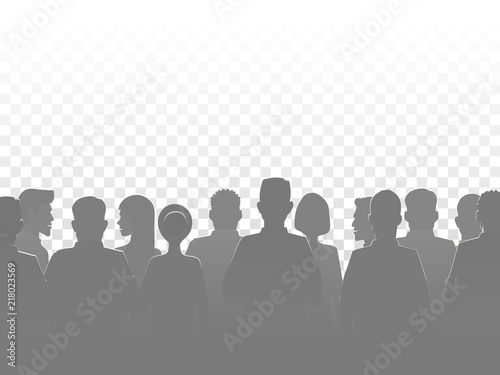 Silhouette people, group, crowd silhouettes. Vector illustration