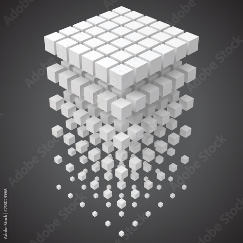 small cubes forming a big cube. blockchain and big data cncept. 3D style vector illustration.