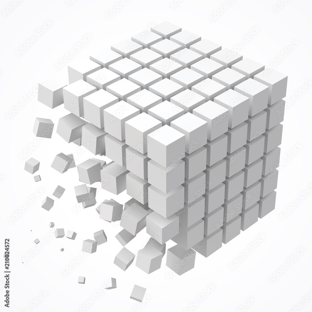 small cubes forming a big cube. blockchain and big data cncept. 3D style vector illustration. small cubes forming a big cube. blockchain and big data cncept. 3D style vector illustration.