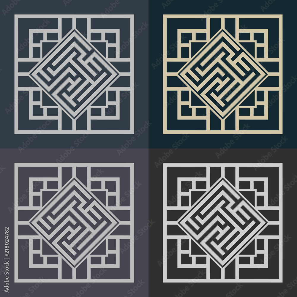 Abstract decorative element in the form of a maze. Labyrinth vector icon.