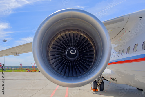 Airplane turbine, jet engine of passenger aircraft.