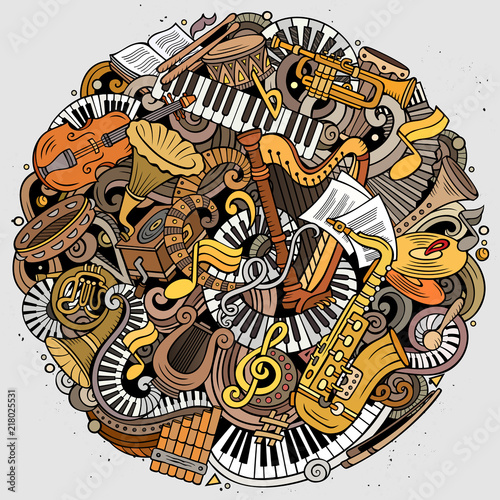 Cartoon vector doodles Classic music illustration