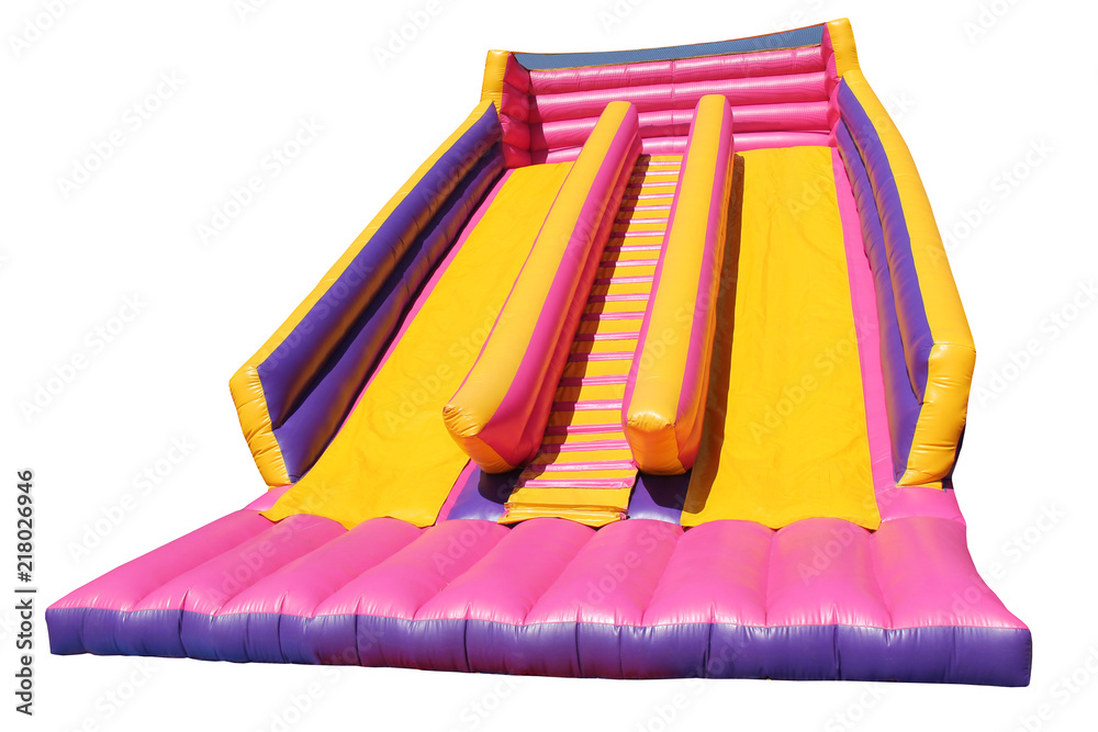 Obraz premium Childrens Inflatable Bouncy Castle Slides with Steps.