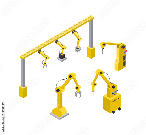 Automated Machinery Collection Vector Illustration