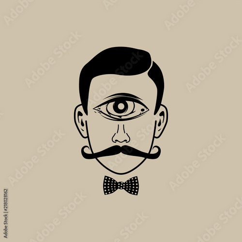all seeing eye retro gentleman with bow tie
