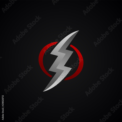 red silver lightning bolt thunder sign