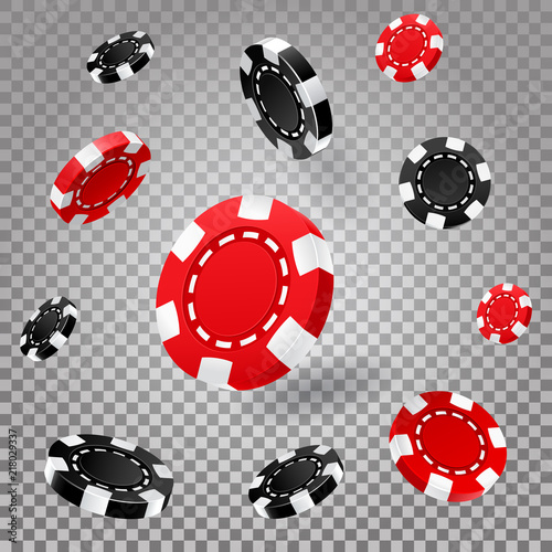 Poker or roulette chips or 3d casino coins