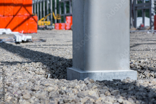 Canvas Print Industrial construction site of new shopping mall in a city