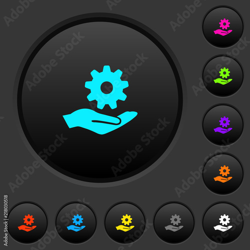 Maintenance service dark push buttons with color icons