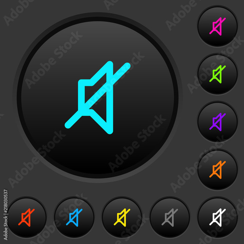 Mute dark push buttons with color icons