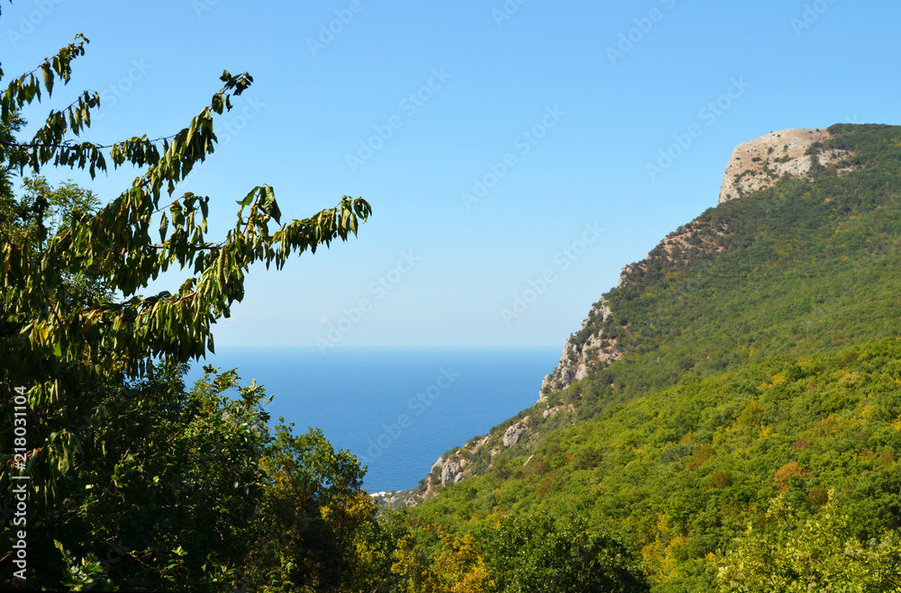 Crimea, rocks, view of the Black sea