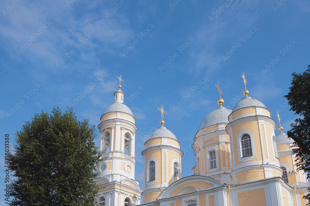 Bell tower and domes. St. Vladimir Cathedral, Saint Petersburg, Russia