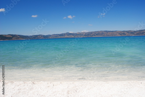 blue lake and  beach