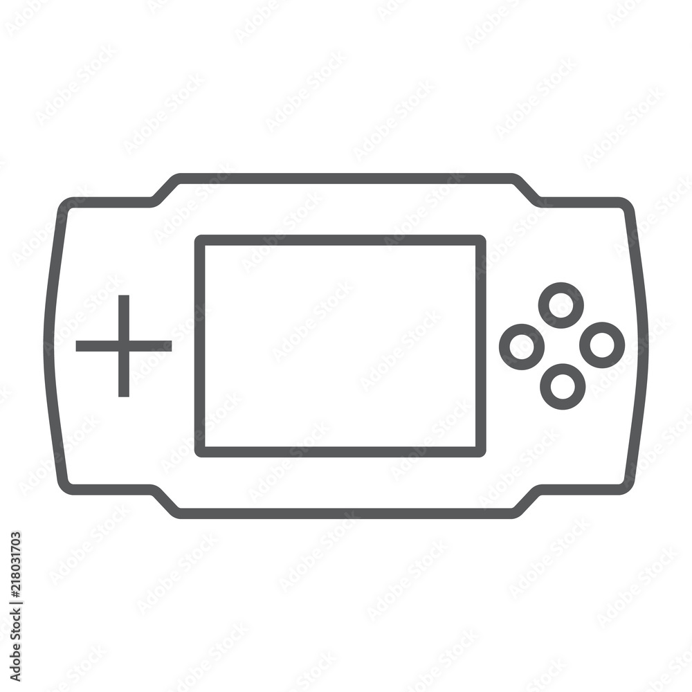 Fototapeta premium Game console thin line icon, electronic and device, gaming sign, vector graphics, a linear pattern on a white background, eps 10.