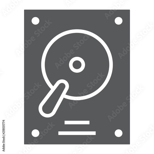 Hard disk glyph icon, electronic and device, hdd sign, vector graphics, a solid pattern on a white background, eps 10.