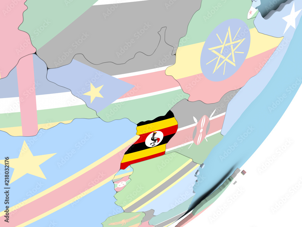 Uganda with flag