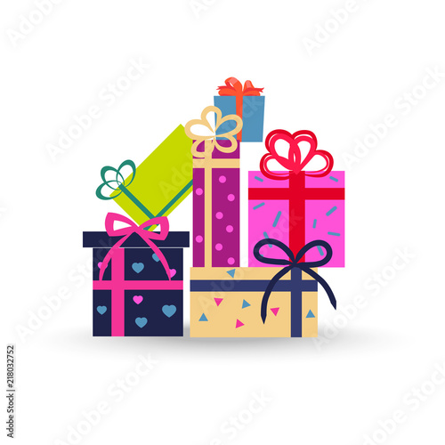 Colorful Gift Boxes on White Background Vector
