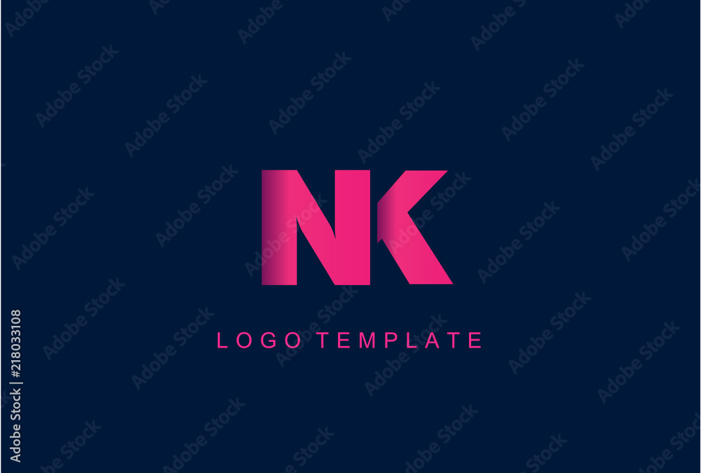  NK Letter Logo Design Vector