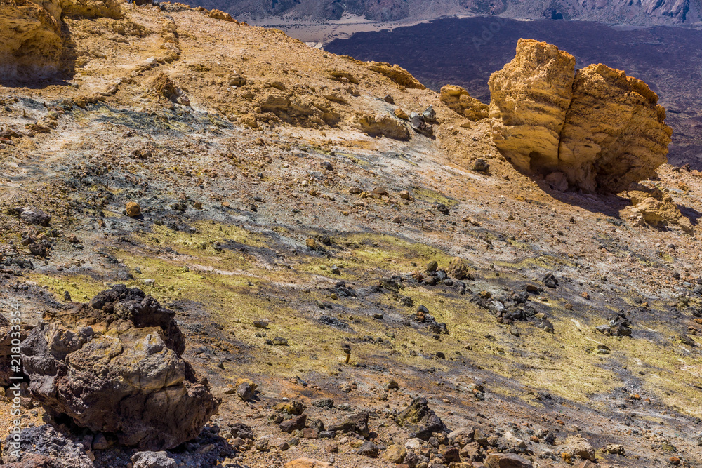 Gelbe Schwefelfelder am Pico del Teide auf Teneriffa