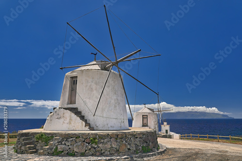 Old windmills at island Corvo  Azores 