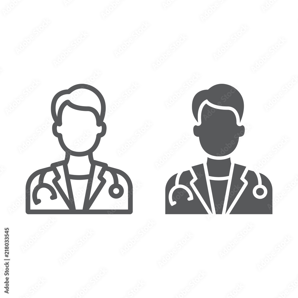 Doctor line and glyph icon, medicine and hospital, physician sign, vector graphics, a linear pattern on a white background, eps 10. Doctor line and glyph icon, medicine and hospital, physician sign, vector graphics, a linear pattern on a white background, eps 10.