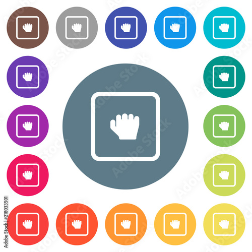 Grab object flat white icons on round color backgrounds