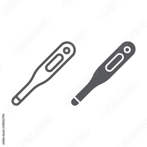 Digital thermometer line and glyph icon, medical and health, medical thermometer sign, vector graphics, a linear pattern on a white background, eps 10.