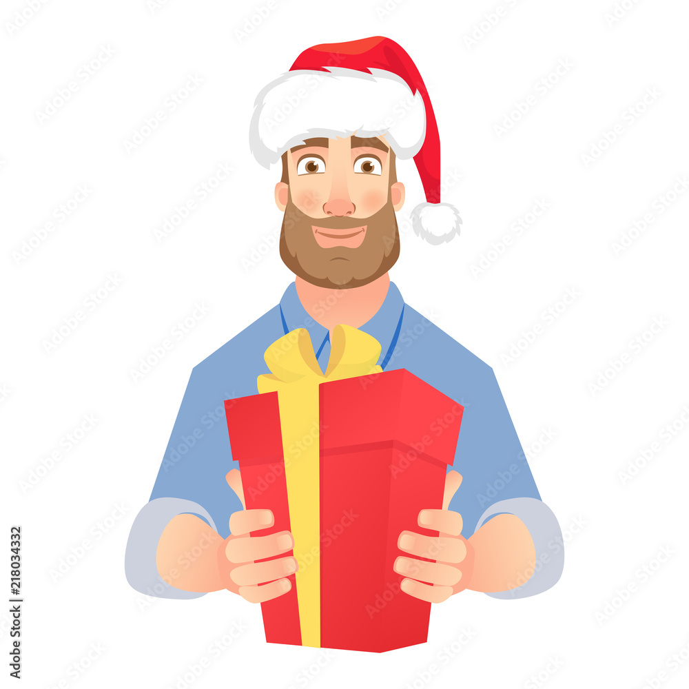 Man holding red present box