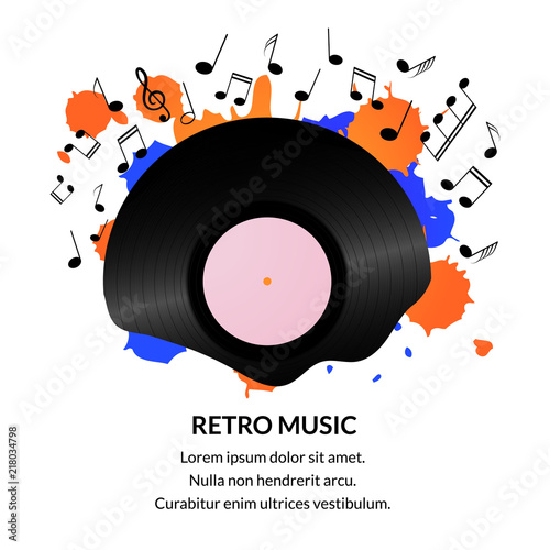 Vintage vinyl record background. Retro music background template.