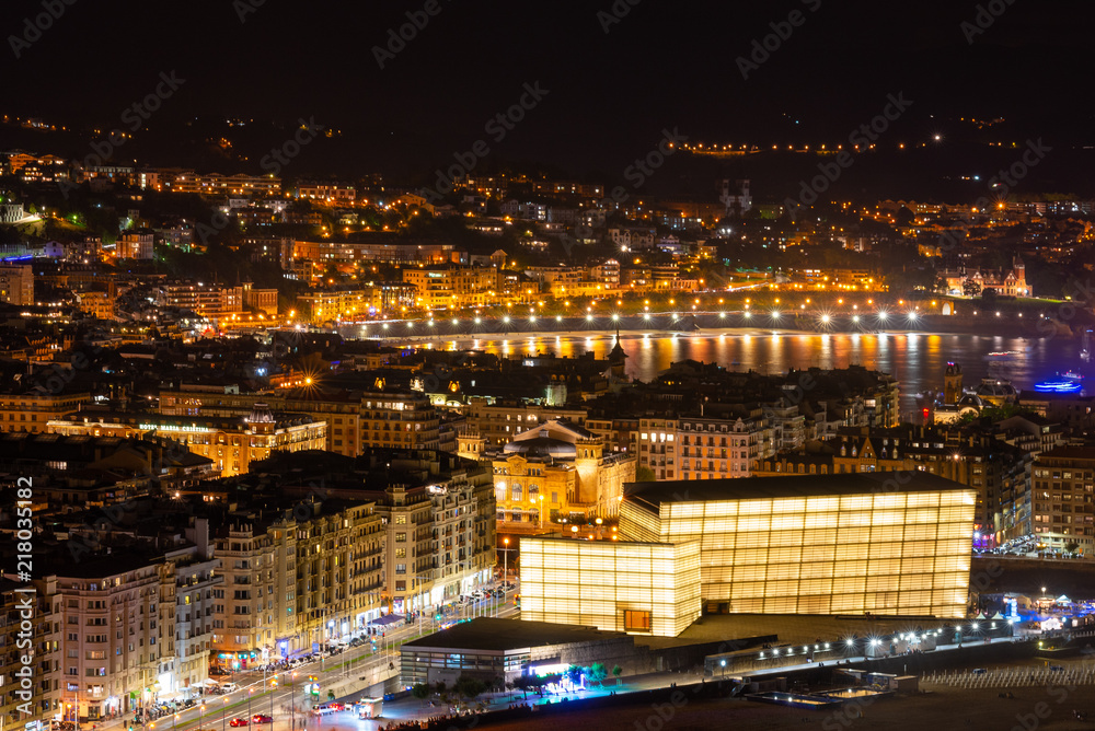 Donostia-San Sebastian at night, Basque Country, Spain