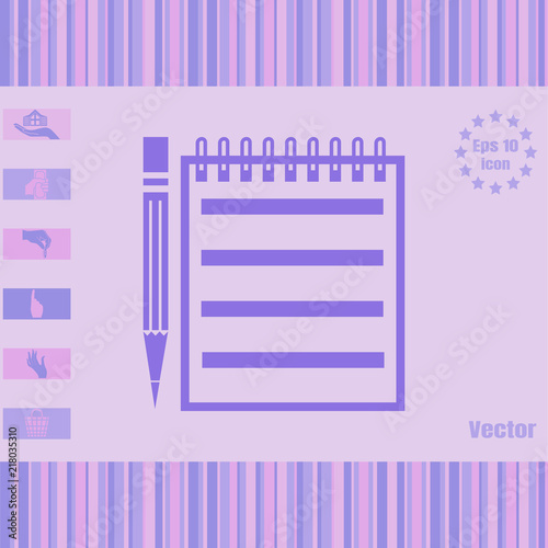 Notebook vector  icon with a pencil