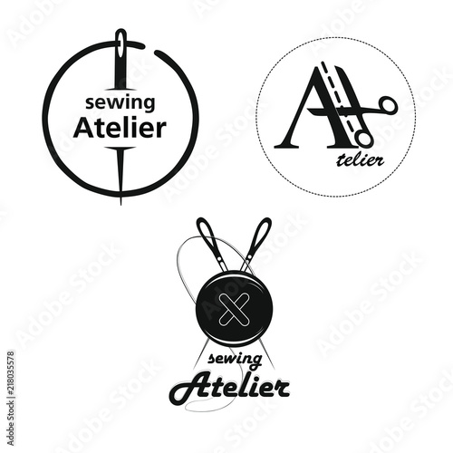 Sewing atelier vector sign. Design element for sign, logo, label.