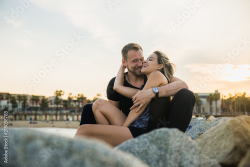 Romantic couple by the sea