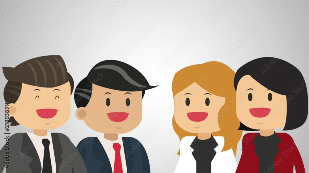Business teamwork talking cartoon over white background high definition animation colorful scenes Business teamwork talking cartoon over white background high definition animation colorful scenes