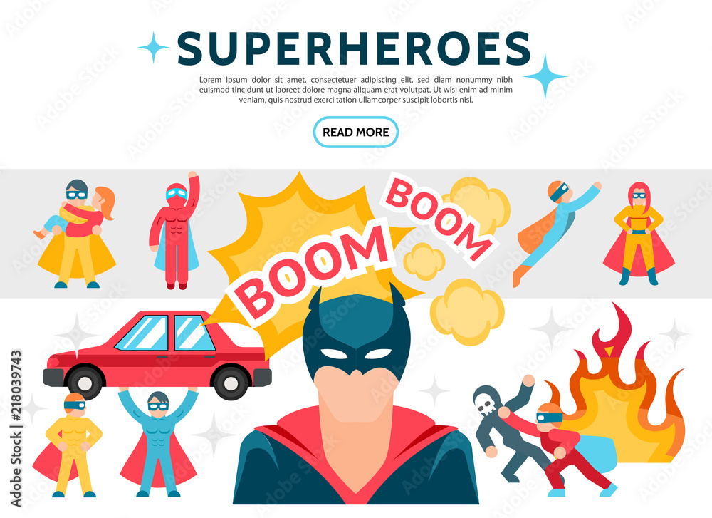 Fototapeta premium Flat Superheroes Elements Set