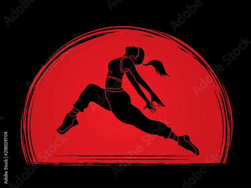 Street dance, B boys dance, Hip Hop Dancing action graphic vector