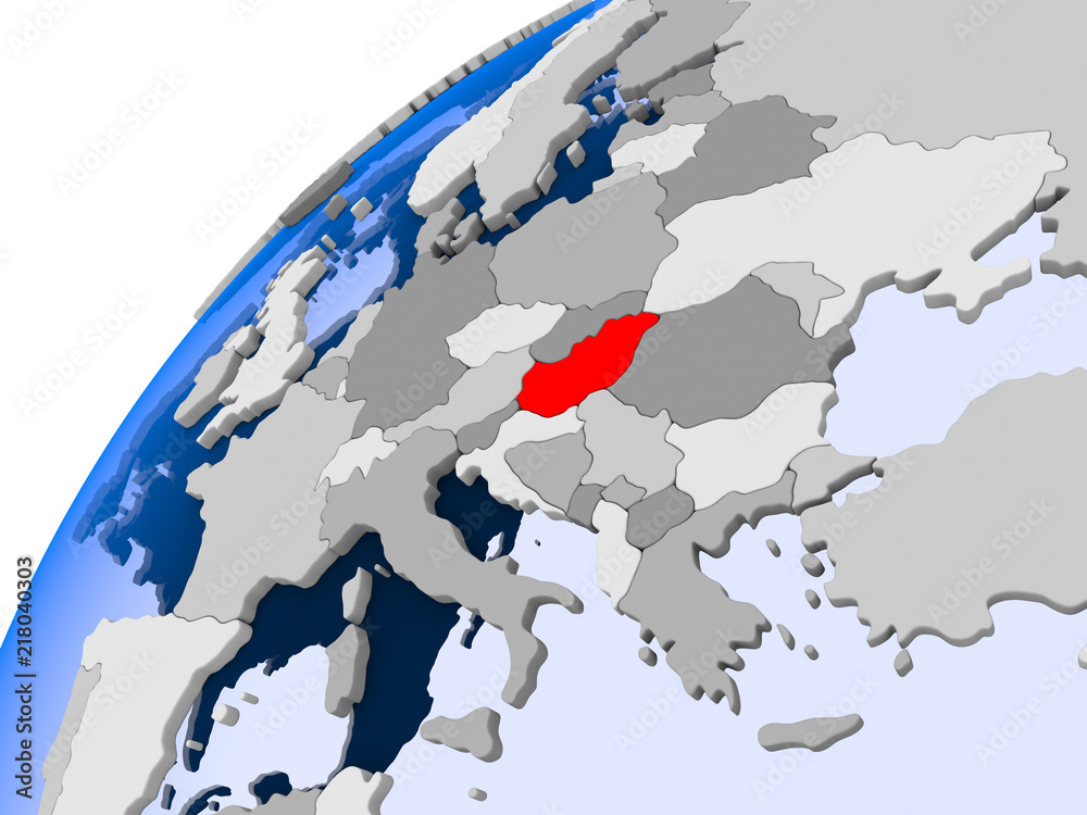 Fototapeta premium Map of Hungary in red