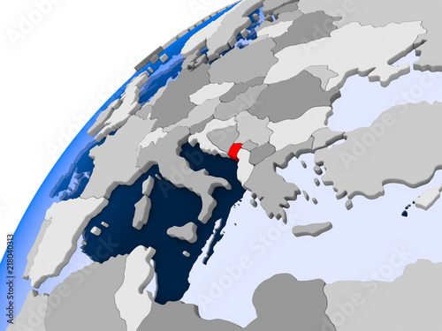 Map of Montenegro in red