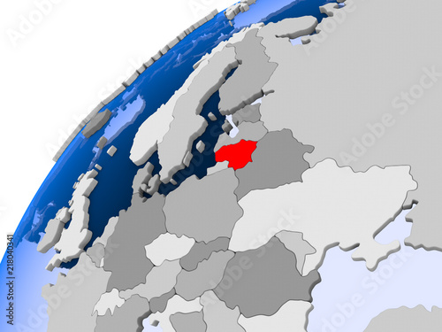 Map of Lithuania in red