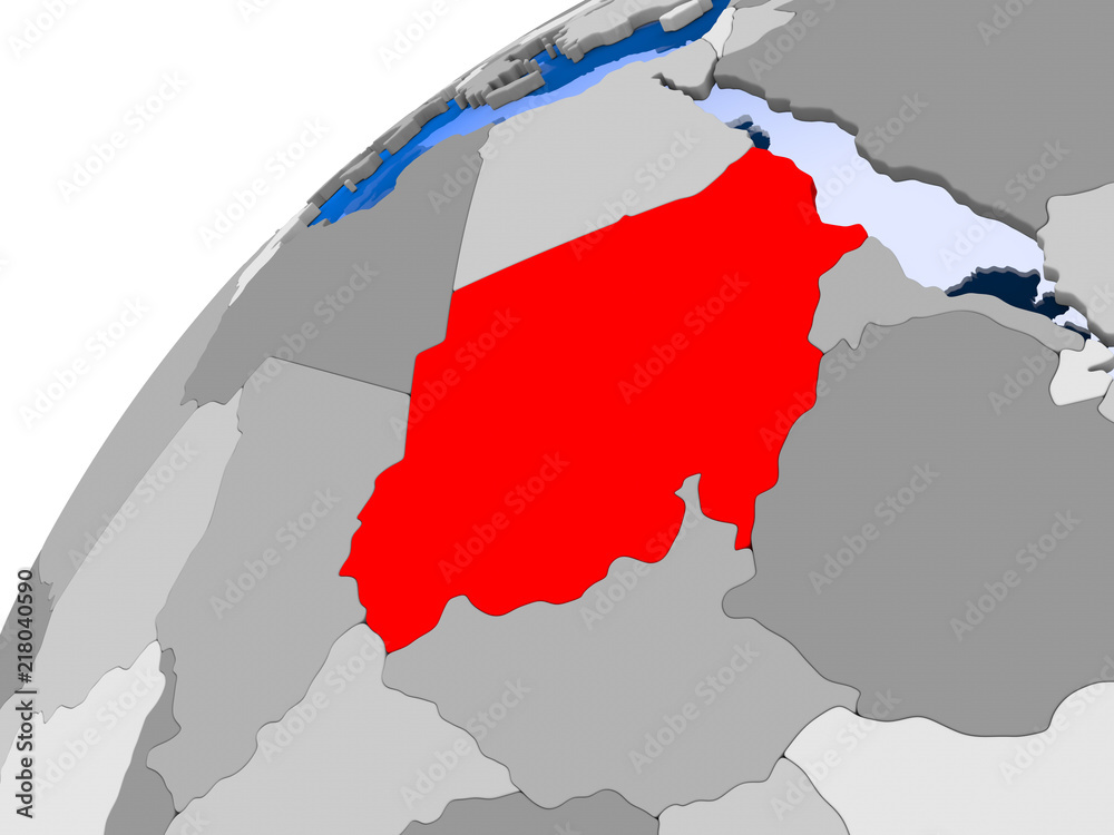 Fototapeta premium Map of Sudan in red