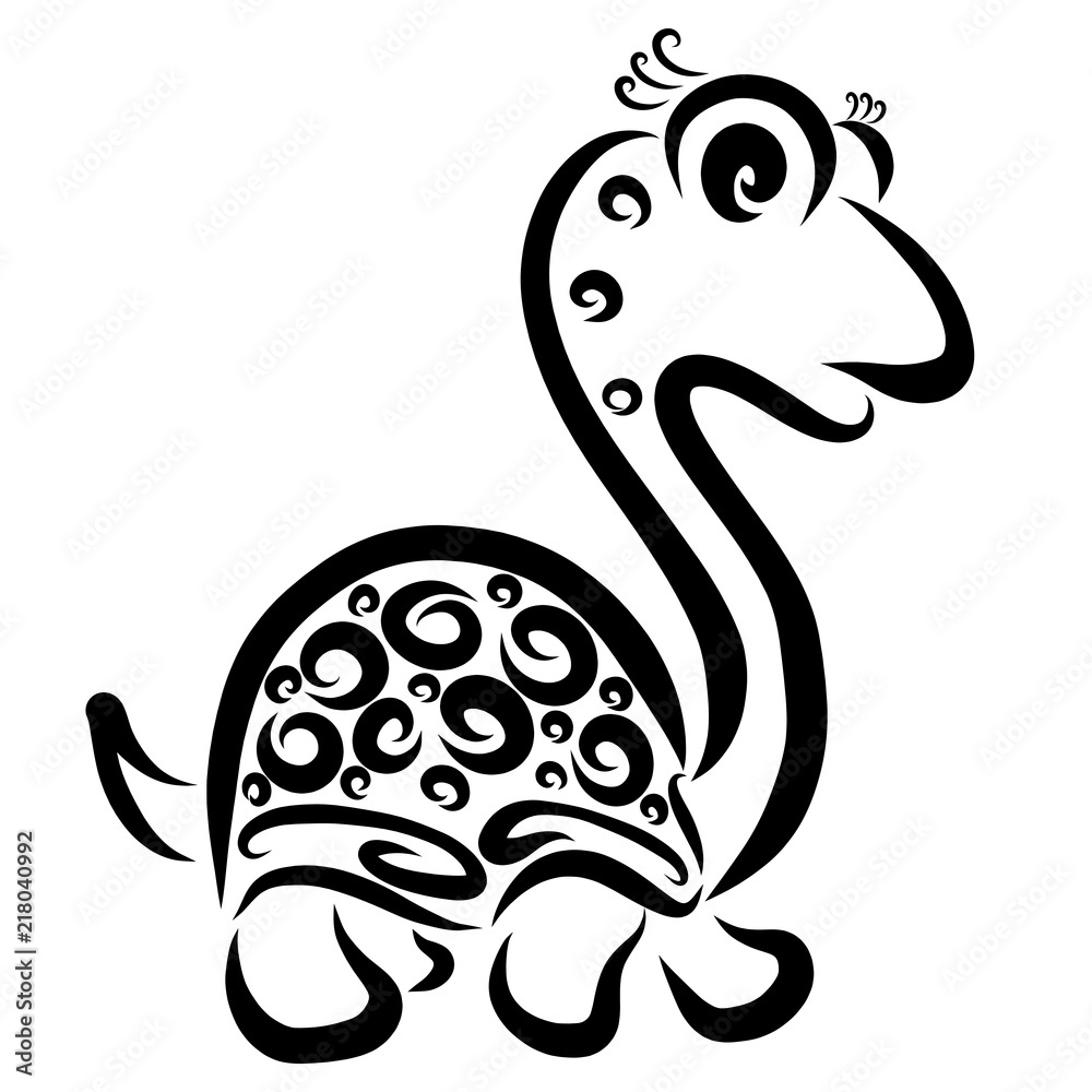 Fototapeta premium Funny walking tortoise with a pattern on the shell