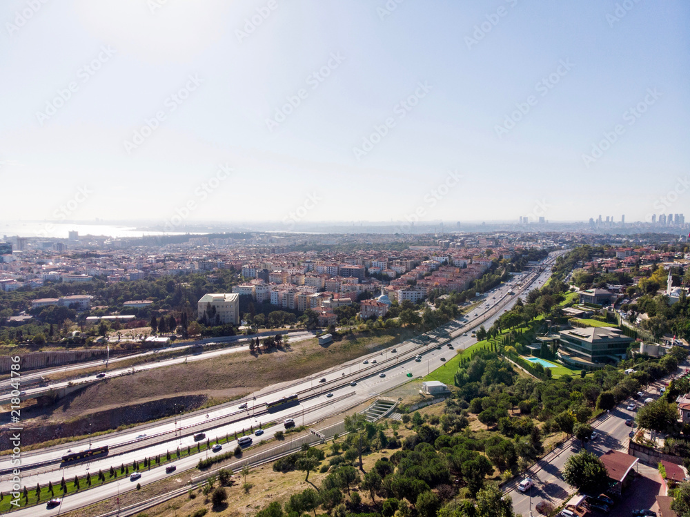 Aerial View of Uskudar Camlica Highway in Istanbul Turkey