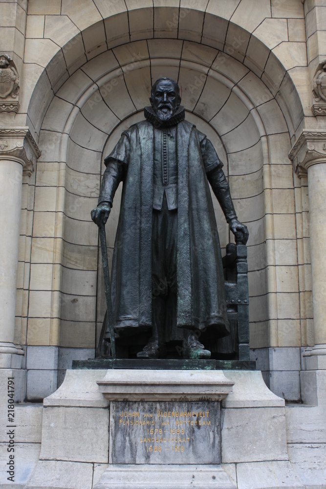 Monument of Johan van Oldenbarnevelt in Rotterdam city.