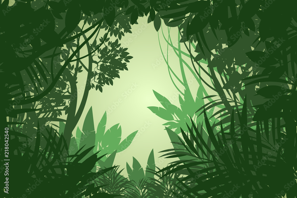 Fototapeta premium Beautiful view rain forest scene vector wallpaper nature background