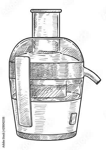 Juicer illustration, drawing, engraving, ink, line art, vector